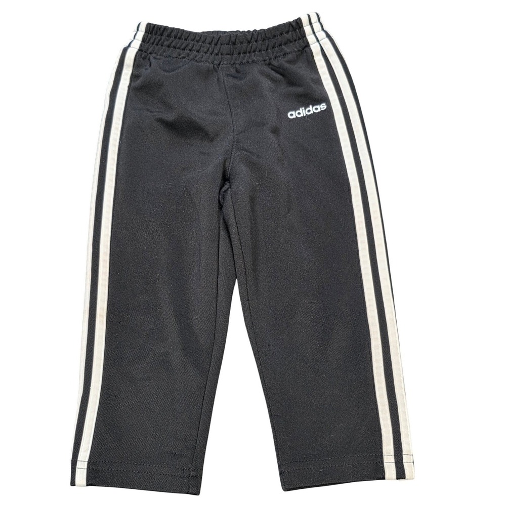 Adidas Track Pants Kids Size 18 Months Black White Stripes Pull On Athletic